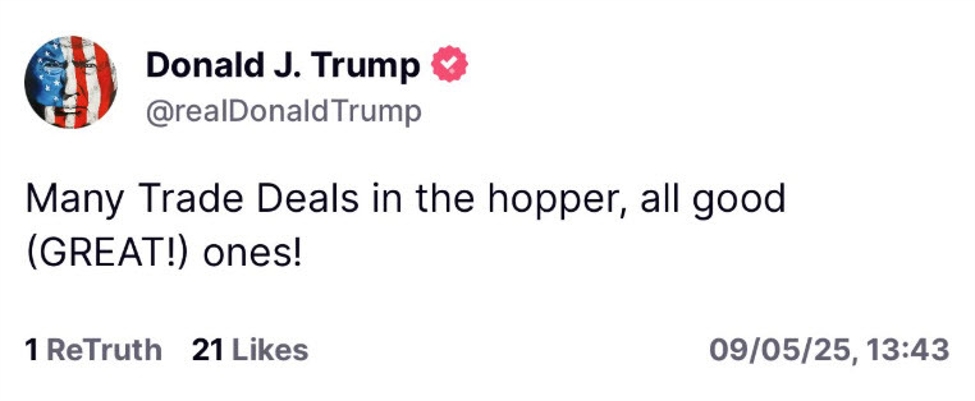 “Several commercial deals in the voltage,” Trump says.